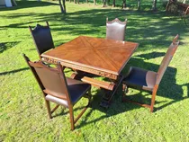 Comprar Juego De Comedor 4 Sillas Tapizado En Cuero Tudor Antiguo