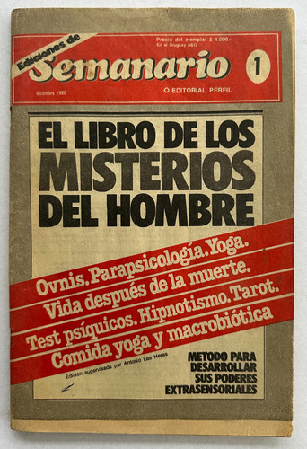 Ediciones De Semanario N° 1 Edit Perfil Ovnis Dic 1980