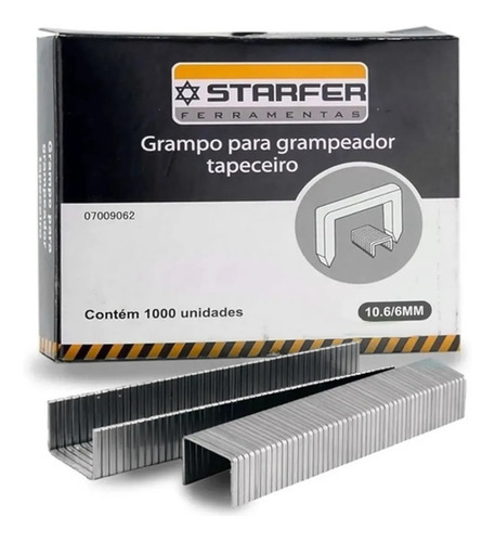 1000 Grampo Para Grampeador Starfer 106/6mm Profissional