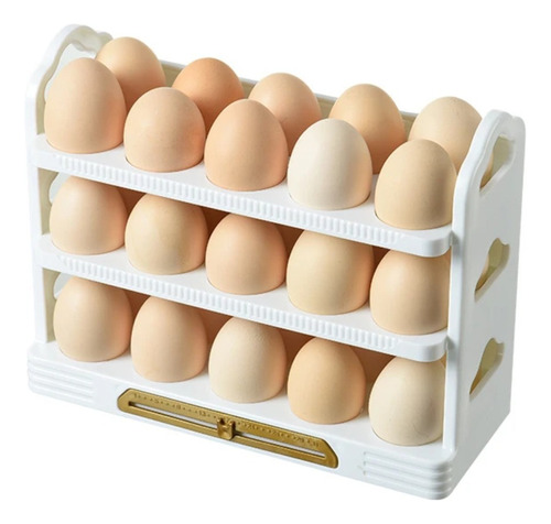 Organizador De Huevos, 3 Niveles Para 30 Unid. Color Transp.