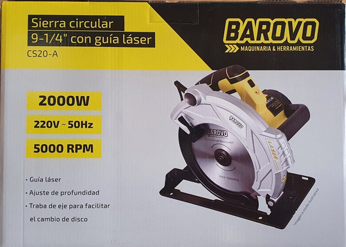 Sierra circular eléctrica Barovo CS20-A 235mm 2000W amarilla 220V