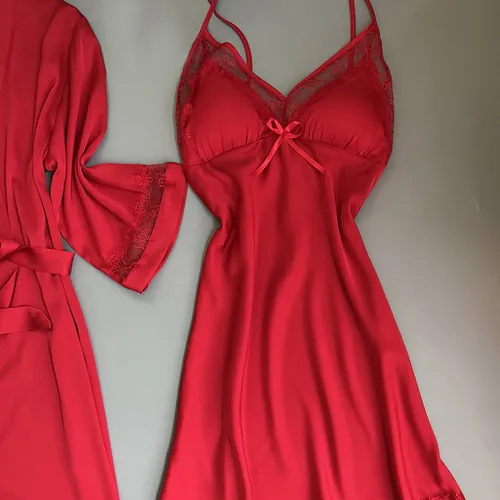 Nuevo Pijama De Seda Satinada Para Mujer, Bata, Ropa Interio