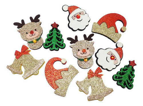 3 X 10 Piezas De Parches Navideños, Árbol De Papá Noel