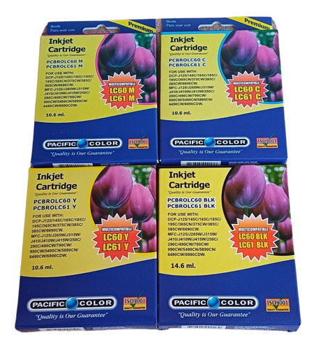 Pack Tintas Brother Lc60 Alternativas Pacific Color Lc-60