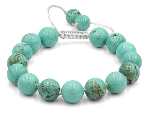Pulsera De Cuentas Ajustable Turquesa 10mm 15 Pz