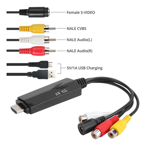 /.. Cable Adaptador De Convertidor Hdmi A Av Rca 1080p Hd,