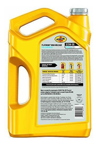 Pennzoil Platinum High Kilometraje Totalmente Sintetico 5w-