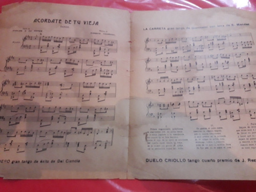 Partitura Acordate De Tu Vieja Tango Herme Tavarozzi Antille (Usado)