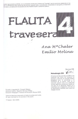Flauta Travesera 4: Grado Elemental.