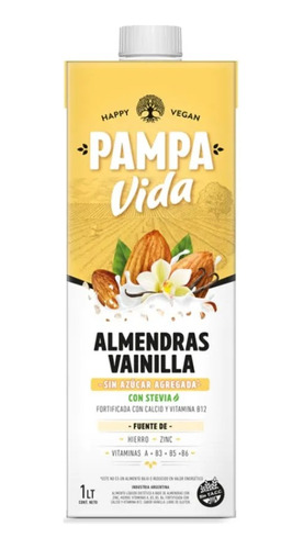 Leche Almendra Sabor Vainilla Sin Azúcar Con Stevia 1 L X 4u