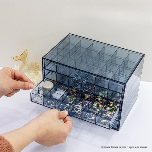 Organizador De Joyería Caja De Almacenamiento De Uñas Azul