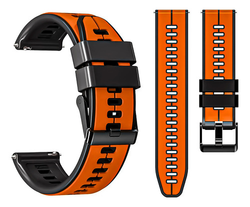 Correa Sport Doble Color Para Smartwatch Foxbox P45 Bw0472 Naranja/negro 2.2 Cm