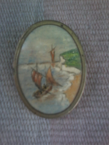 Prendedor Antiguo Pintura Miniatura