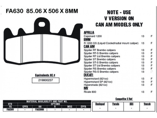 Pastilla Freno Ebc Fa630hh Bmw R 1200 Gs 13-18 F