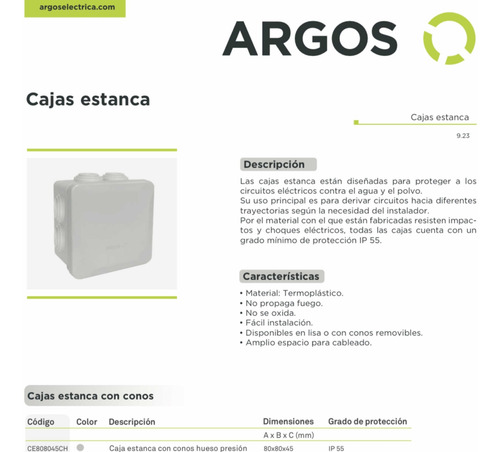 Pack De 5 Caja Estanca 8cmx8cm Color Hueso Ip55