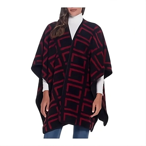 Ruana Capa Tipo Rebozo Poncho Reversible Weatherproof Mujer