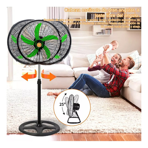 Ventilador De 4 Piezas 3 En 1, Montaje En Suelo Y Pared, 18 Pulgadas, 5 Aspas Verdes Plástico