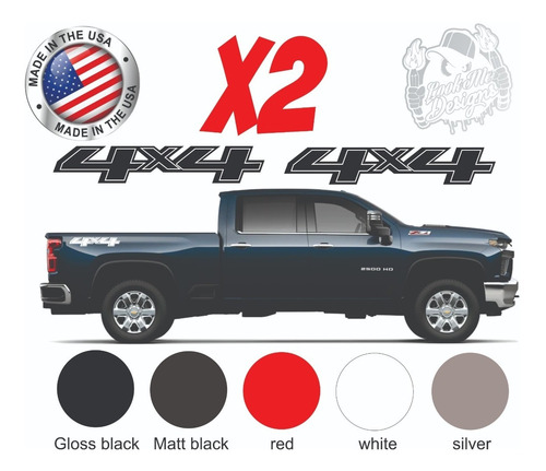 Calco Chevrolet 4x4 Silverado Caja Vinilo Sticker 2 Unidades