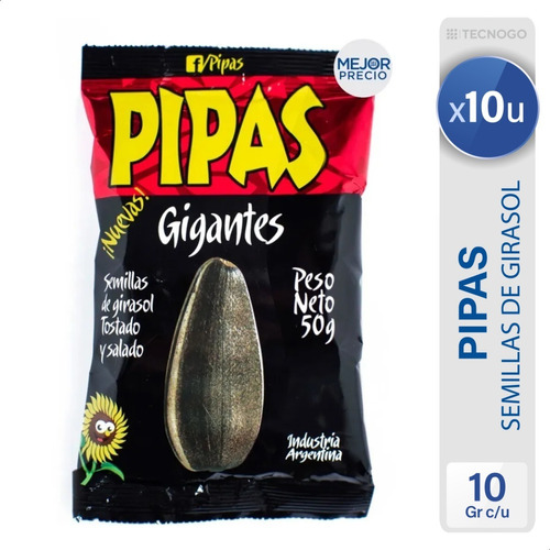 Pipas Gigantes Semillas De Girasol Tira X10 - Mejor Precio