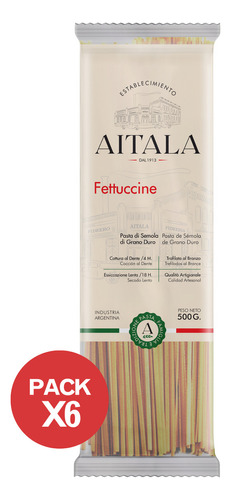 Fideos Fettuccini Aitala 500 Gr. Pack X6