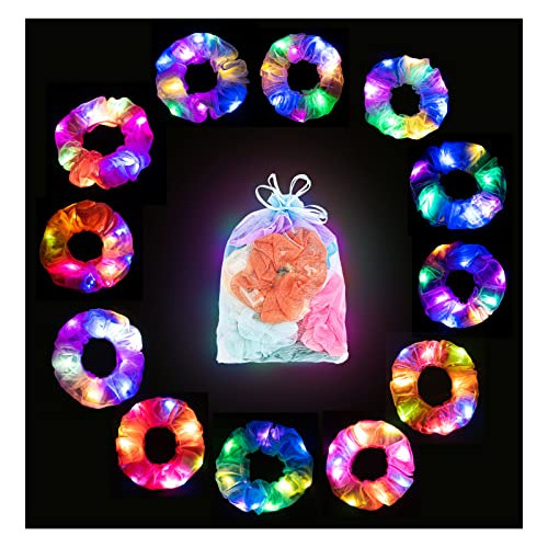 Lolalet 12pcs Led Light Up Hair Scrunchies, Neon Hair Ytxtt