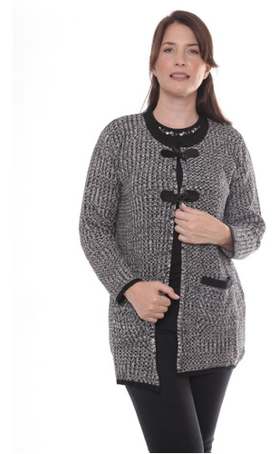 Imagen 7 de 10 de Campera Saco Abierto De Mujer Tejido Talles Grandes 3402