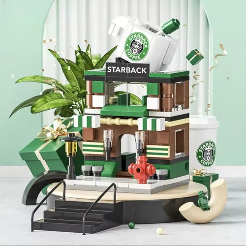 Mini Cidade De Blocos De Montar Cafeteria Com 208 Peças