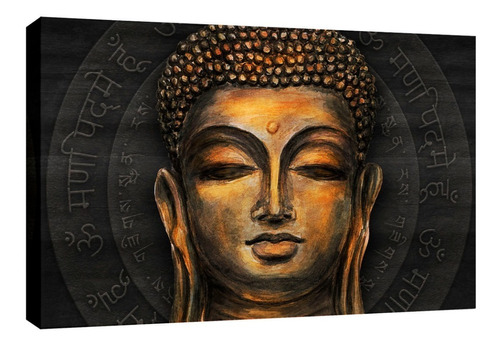 Cuadro Canvas Decorativo Buda Dorado Negro