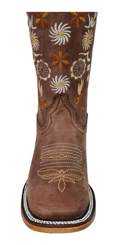 Botas Vaqueras Tipo Rodeo Para Dama Bordada Punta Cuadrada Env o