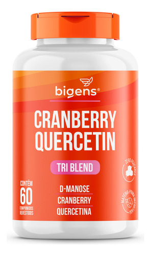Cranberry Quercetin: Blend Com D-manose, Cranberry E Quercetina - Potente Ação Antioxidante | 60 Comprimidos | Bigens