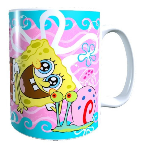 Taza - Tazón Diseño Bob Esponja Y Gary, 320 Cc