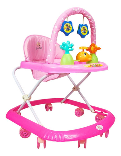 Andadera Para Bebe Plegable, Andador 8 Llantas De Gel Color Rosa