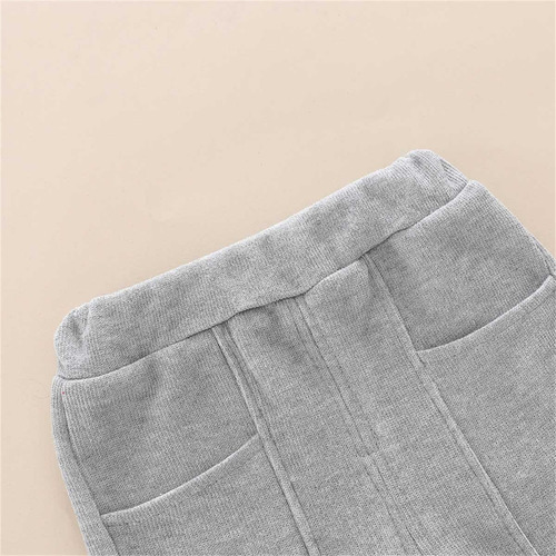 Conjunto Niño Sudadera Con Efecto De Doble Capa Y Pantalones Gris 2-3 Años