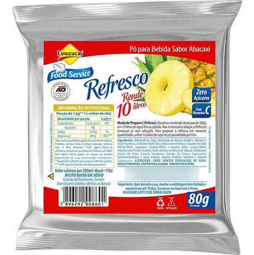 Suco Refresco Zero Açúcar Lowçucar 80g Sabores Rende 10l