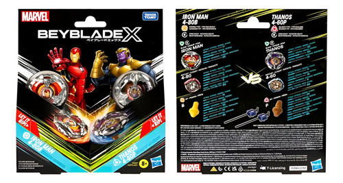 Beyblade Marvel Pack De 2 Iron Man 4-80b Vs Thanos 4-60p