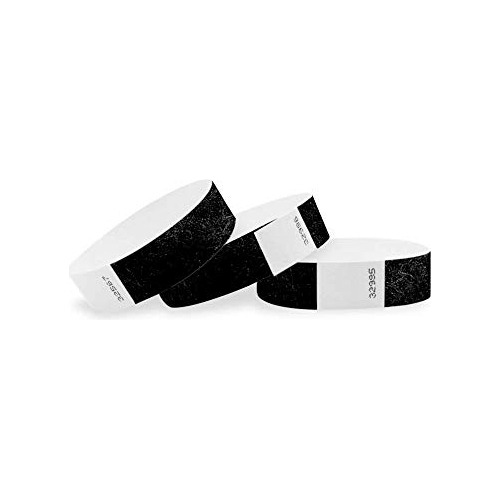 Pulseras De Papel Tyvek Negras Eventos - Paquete De 1,0...