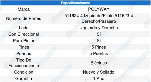 Kit-2 Espejos Polyway Mazda Cx5 15 A 16