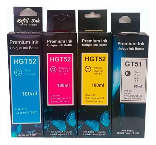 Kit 4 Tintas Gt-53 Gt-52 Genericas Incluye Los 4 Colores