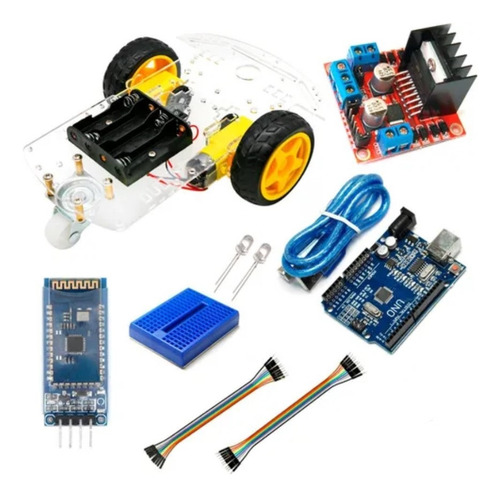 Robot Carro Arduin Uno Bluetooth Protoboard Puente H L298