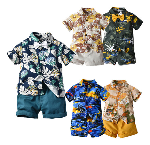 Conjunto Camisa Y Pantalón Corto Con Estampado Hawaiano Niño