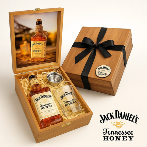 Kit Whisky Jack Daniels Honey 375 Ml Com Copo E Dosador