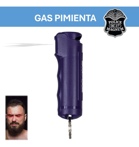 Gas Spray Pimienta Morado Llavero C/ Tapa Seguridad Defensa 