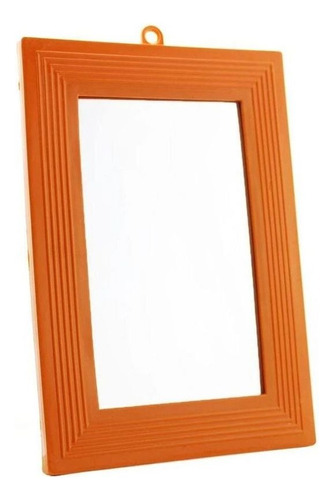 Espelho Retangular 23x16cm Moldura Plástica Laranja N16