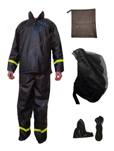 Combo Traje Impermeable 4 Piezas Dama + Protector De Maleta