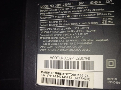 Pantalla Philips Modelo 32pfl2507/f8 Para Piezas Por Pieza (Usado)