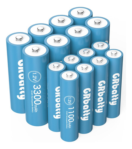 Grbatty Paquete De 8 Baterias Recargables Aa Ni-mh 3300mah,