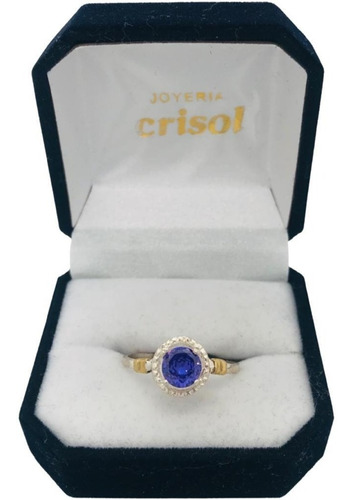 Anillo Plata Y Oro Solitario C/circonia Violeta (a272)