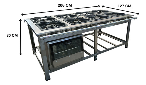 Fogão 8 Bocas 4qs/4qd B.p Inox Centro 40x40 P10 Com Forno