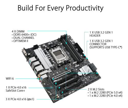 Placa Madre Asus Prime B650m-a Ax Ii Amd B650 Am5 Ryzen