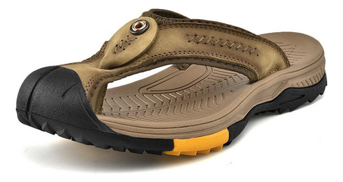 Chanclas De Cuero Casuales Moda Hombre Sandalias De Caminar